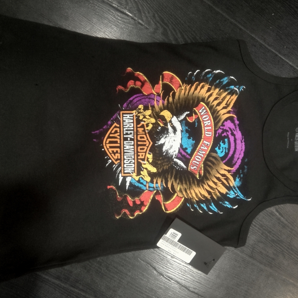Harley-Davidson Black Tee with Vibrant Eagle Design